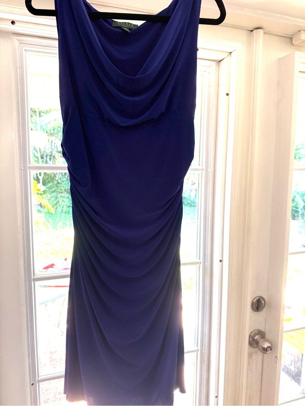 Ralph Lauren Purple Drape Neck Sleeveless Dress, Medium